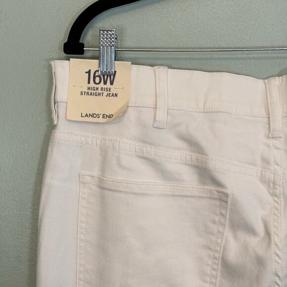 Lands End Jeans Womens 16 White Denim High Rise Straight Leg Ankle Stretch NEW - Picture 9 of 12